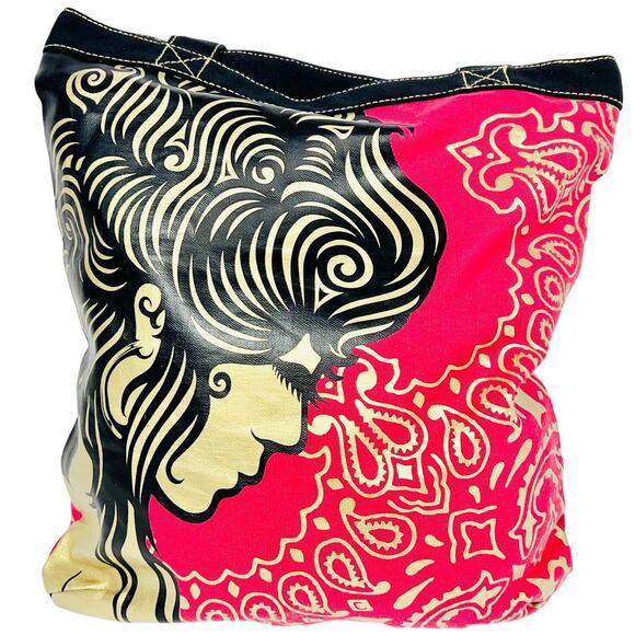Vans Special Tote Paisley Print Oriental Red Gold Black Cotton Canvas Bag New - Picture 1 of 7